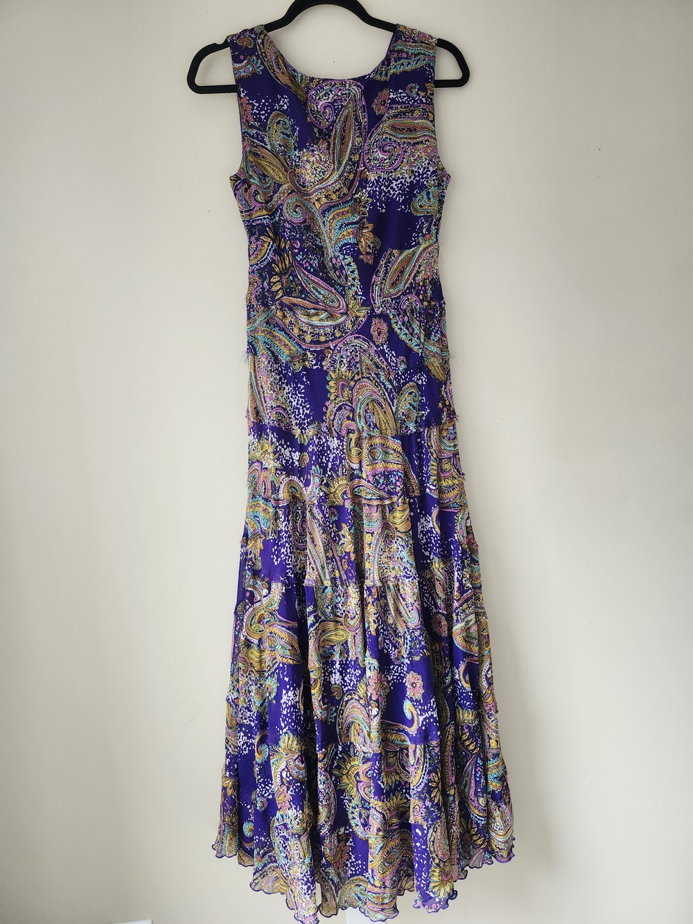 Vibrant Purple Paisley Tiered Maxi Dress - Picture 7 of 8